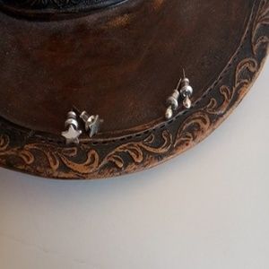 Silver star and sphere earrings